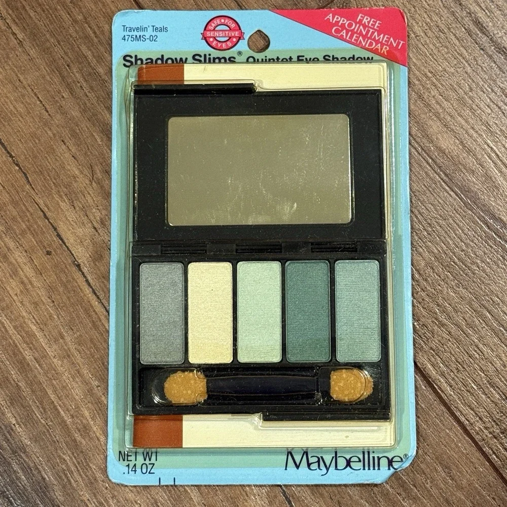 Maybelline Travelin Teals NEW Vtg Shadow Slims Quintet Eye Shadow Palette‎ Blue